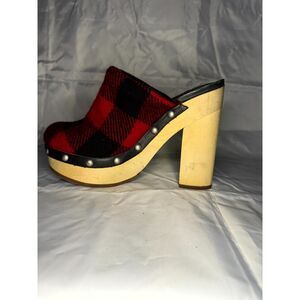Woolrich "The Librarian" flannel platform wood Clogs